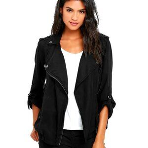 Blank NYC Black Woven Moto Jacket Small